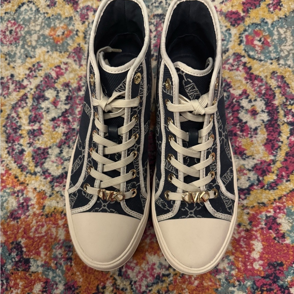 Michael Kors Evy Empire Logo Jacquard High-Top Sneaker - Picture 4 of 7